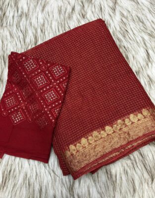 Latest Georgette Viscose Sarees With Blouse. (1)