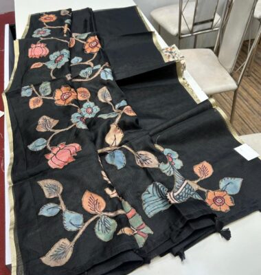 Latest Kota Tissue Sarees With Applique Work With Blouse (12)