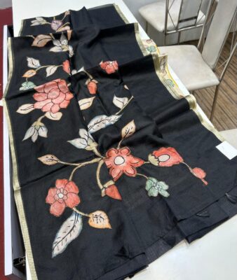 Latest Kota Tissue Sarees With Applique Work With Blouse (13)