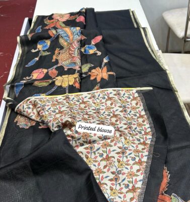 Latest Kota Tissue Sarees With Applique Work With Blouse (17)