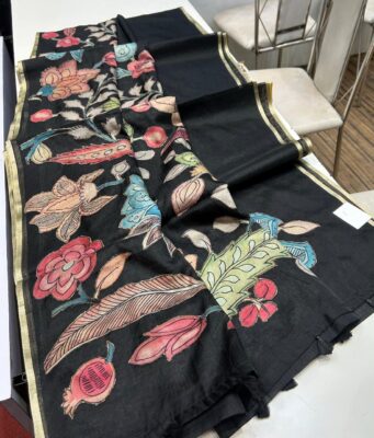 Latest Kota Tissue Sarees With Applique Work With Blouse (18)