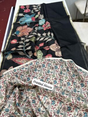 Latest Kota Tissue Sarees With Applique Work With Blouse (19)