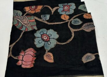 Latest Kota Tissue Sarees With Applique Work With Blouse (2)