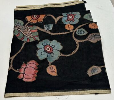 Latest Kota Tissue Sarees With Applique Work With Blouse (2)