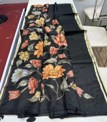 Latest Kota Tissue Sarees With Applique Work With Blouse (21)