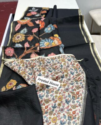 Latest Kota Tissue Sarees With Applique Work With Blouse (25)