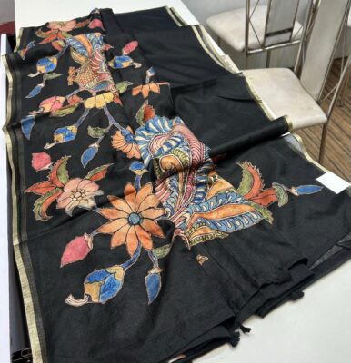 Latest Kota Tissue Sarees With Applique Work With Blouse (27)