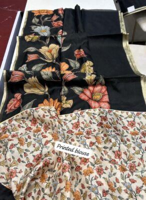 Latest Kota Tissue Sarees With Applique Work With Blouse (4)