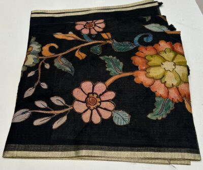 Latest Kota Tissue Sarees With Applique Work With Blouse (6)