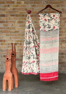 Latest Linen Silk Cotton Sarees With Blouse (12)