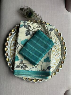 Latest Linen Silk Cotton Sarees With Blouse (13)