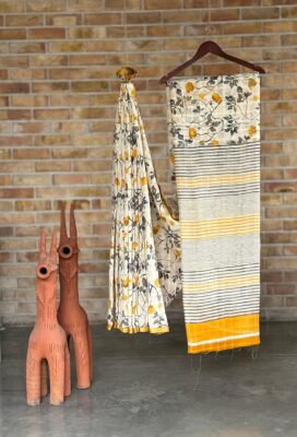 Latest Linen Silk Cotton Sarees With Blouse (6)