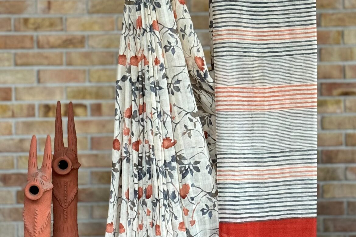 Latest Linen Silk Cotton Sarees With Blouse (7)