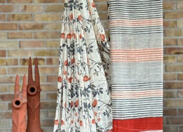 Latest Linen Silk Cotton Sarees With Blouse (7)