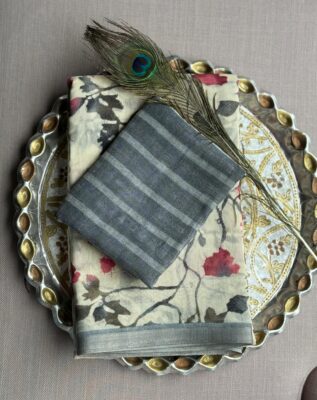 Latest Linen Silk Cotton Sarees With Blouse (9)