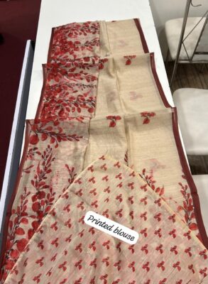 Light Weight Smart Printed Linen Chanderi Sarees (13)