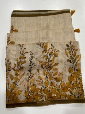 Light Weight Smart Printed Linen Chanderi Sarees (14)