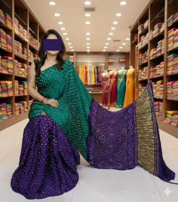 Modal Silk Bandini Sarees With Blouse (1)