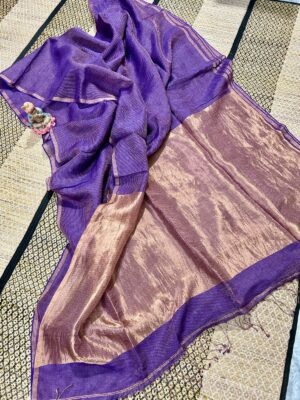 Plain Jayshree Tissue Linen Weaving Sarees With Blouse (1)