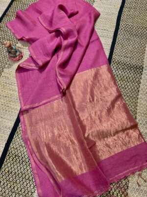 Plain Jayshree Tissue Linen Weaving Sarees With Blouse (13)