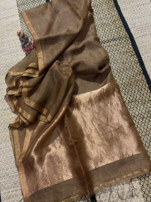 Plain Jayshree Tissue Linen Weaving Sarees With Blouse (7)