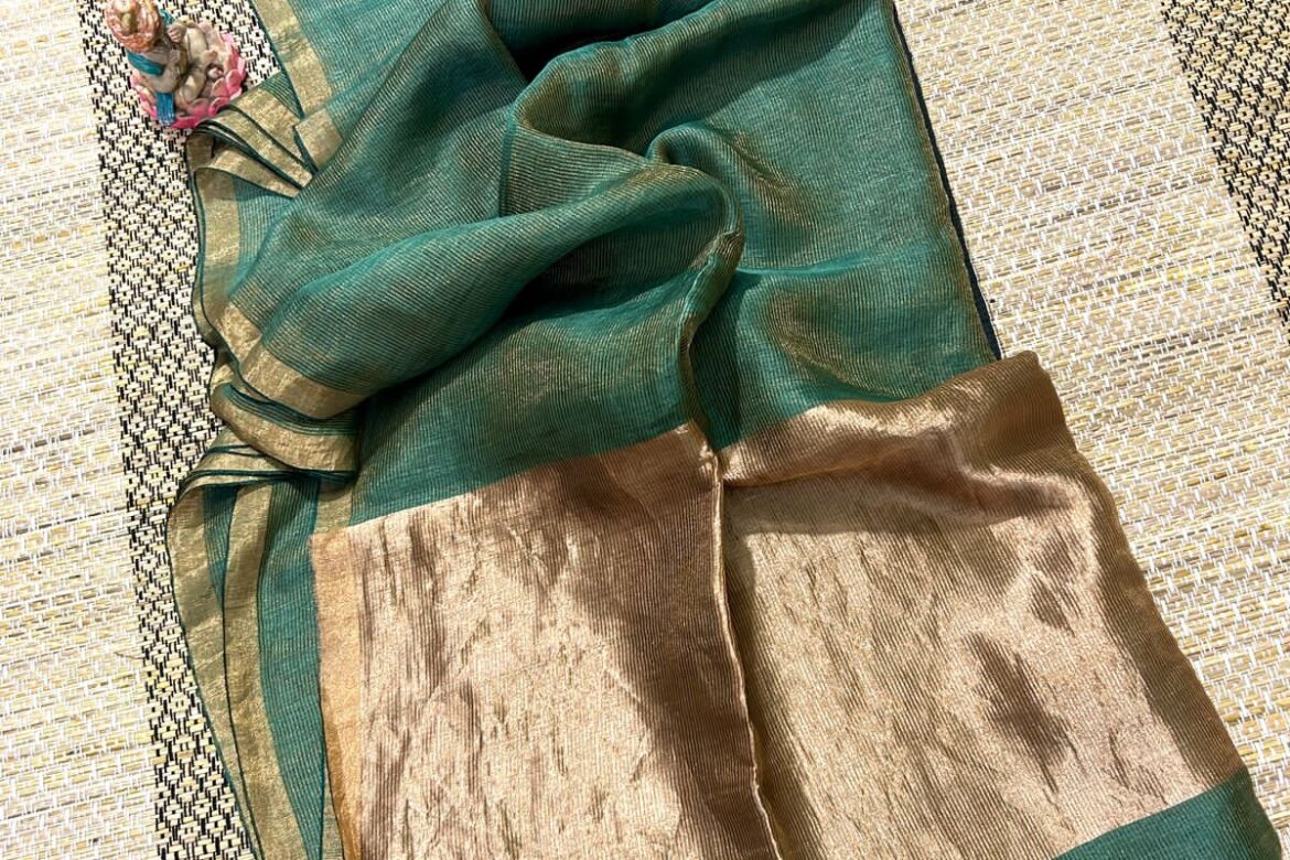 Plain Jayshree Tissue Linen Weaving Sarees With Blouse (8)