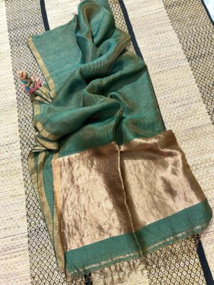 Plain Jayshree Tissue Linen Weaving Sarees With Blouse (8)