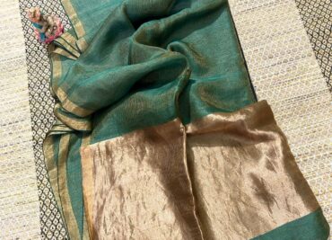 Plain Jayshree Tissue Linen Weaving Sarees With Blouse (8)