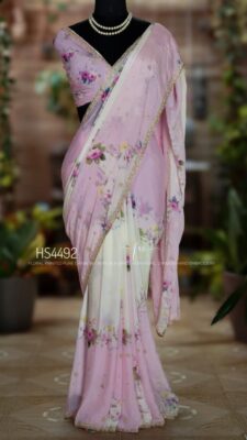Pure Chinnon Crepe Floral Printed Sarees (11)