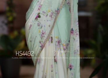 Pure Chinnon Crepe Floral Printed Sarees (12)