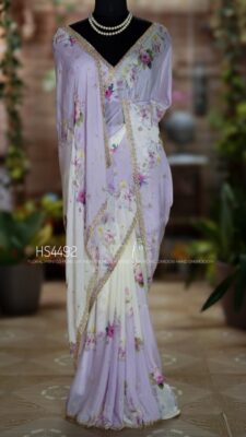 Pure Chinnon Crepe Floral Printed Sarees (19)