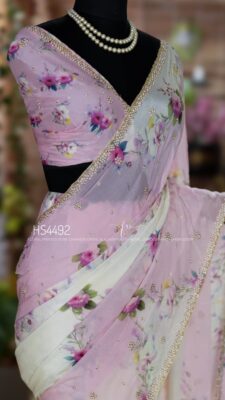 Pure Chinnon Crepe Floral Printed Sarees (2)