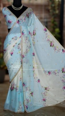Pure Chinnon Crepe Floral Printed Sarees (30)