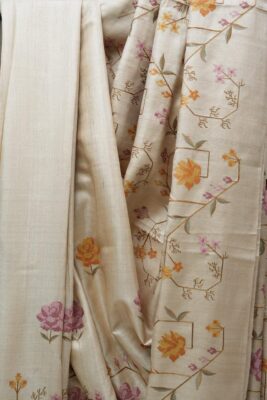 Pure Desi Tussar Sarees With Embroidary Work With Silkmark (1)