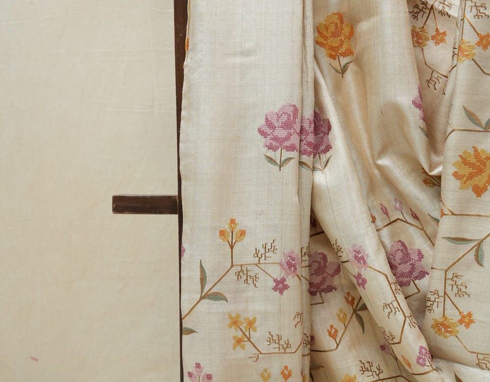 Pure Desi Tussar Sarees With Embroidary Work With Silkmark (12)