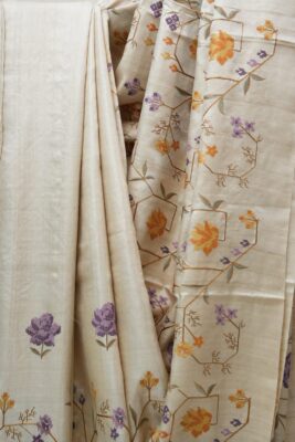 Pure Desi Tussar Sarees With Embroidary Work With Silkmark (21)