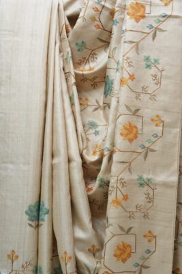 Pure Desi Tussar Sarees With Embroidary Work With Silkmark (22)