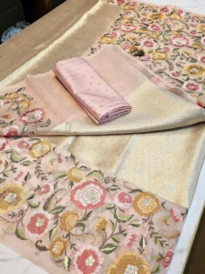 Pure Handloom Banaras Brocade Organza Tissue Sarees (1)
