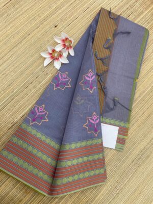 Pure Khadi Cotton Sarees With Embroidary (10)