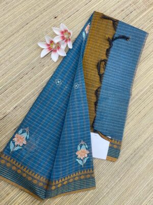 Pure Khadi Cotton Sarees With Embroidary (11)