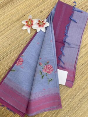 Pure Khadi Cotton Sarees With Embroidary (18)