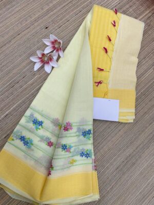Pure Khadi Cotton Sarees With Embroidary (20)