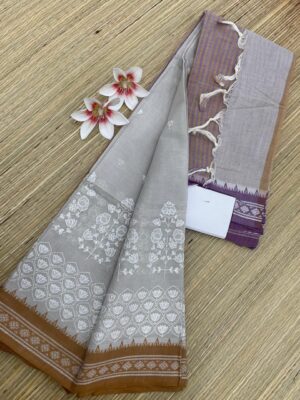 Pure Khadi Cotton Sarees With Embroidary (21)
