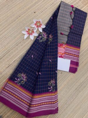 Pure Khadi Cotton Sarees With Embroidary (5)