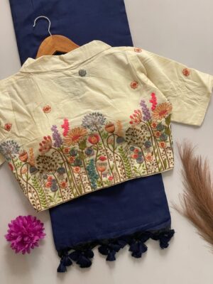 Pure Khadi Cotton Sarees With Stitched Blouse (10)