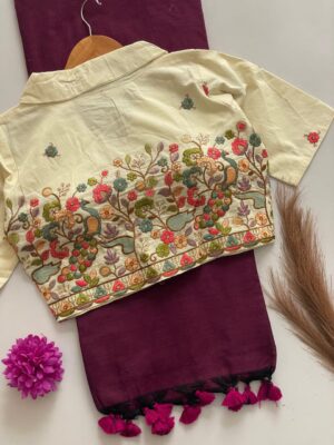 Pure Khadi Cotton Sarees With Stitched Blouse (11)