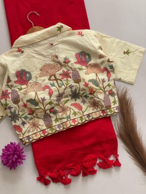 Pure Khadi Cotton Sarees With Stitched Blouse (12)