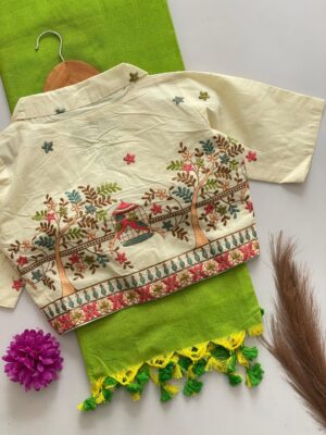 Pure Khadi Cotton Sarees With Stitched Blouse (16)