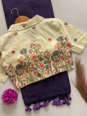 Pure Khadi Cotton Sarees With Stitched Blouse (2)