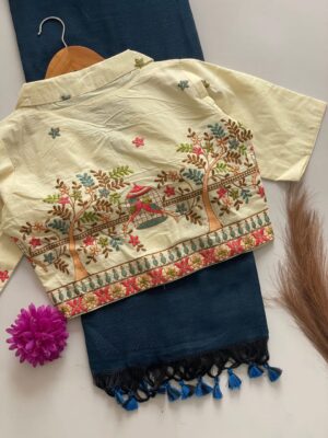 Pure Khadi Cotton Sarees With Stitched Blouse (7)